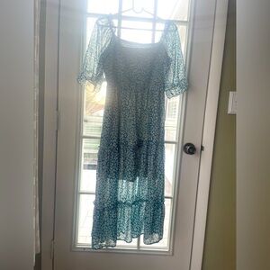 Teal Leopard Print Dress